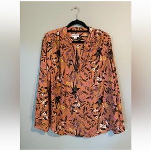 Ava & Viv Floral Print Blouse - Pink and Black